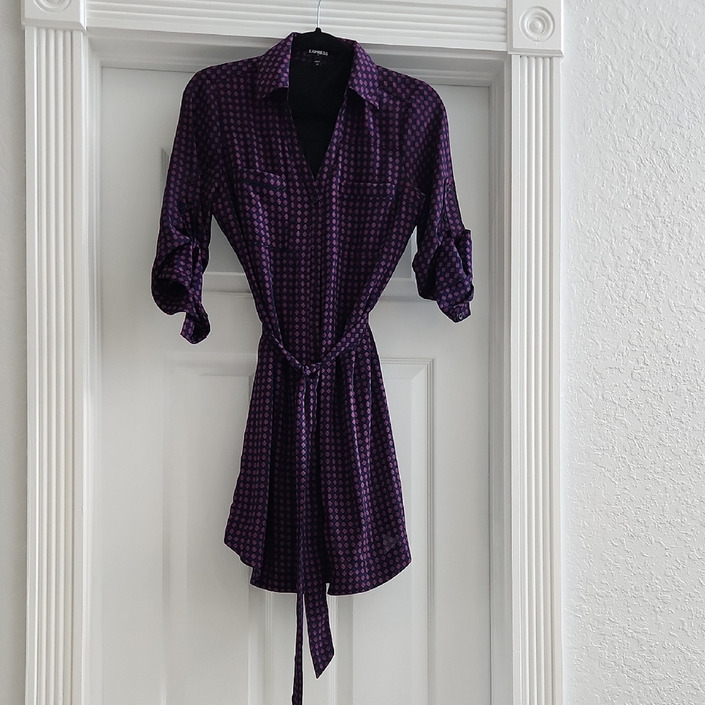 Express Purple Button Up Dress